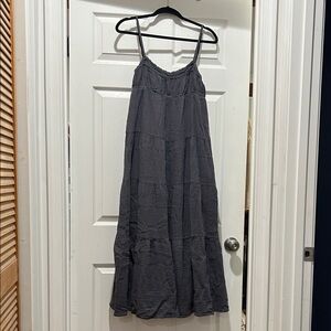 ZARA Women's Gray Spaghetti Strap Maxi Dress - Elegant Casual